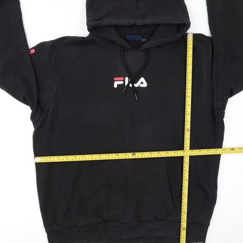 Fila Men's Black Pullover Hoodie L Sports Graphic Logo Sweatshirt