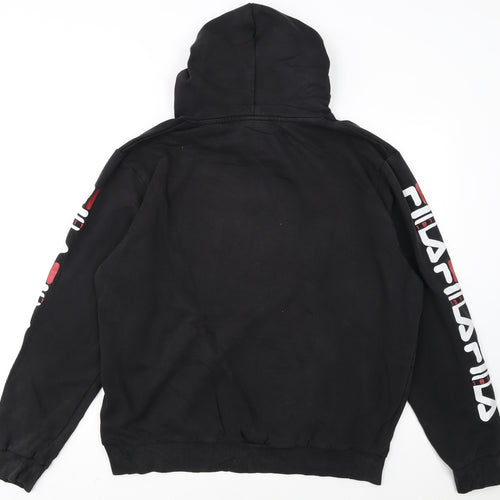Fila Men's Black Pullover Hoodie L Sports Graphic Logo Sweatshirt
