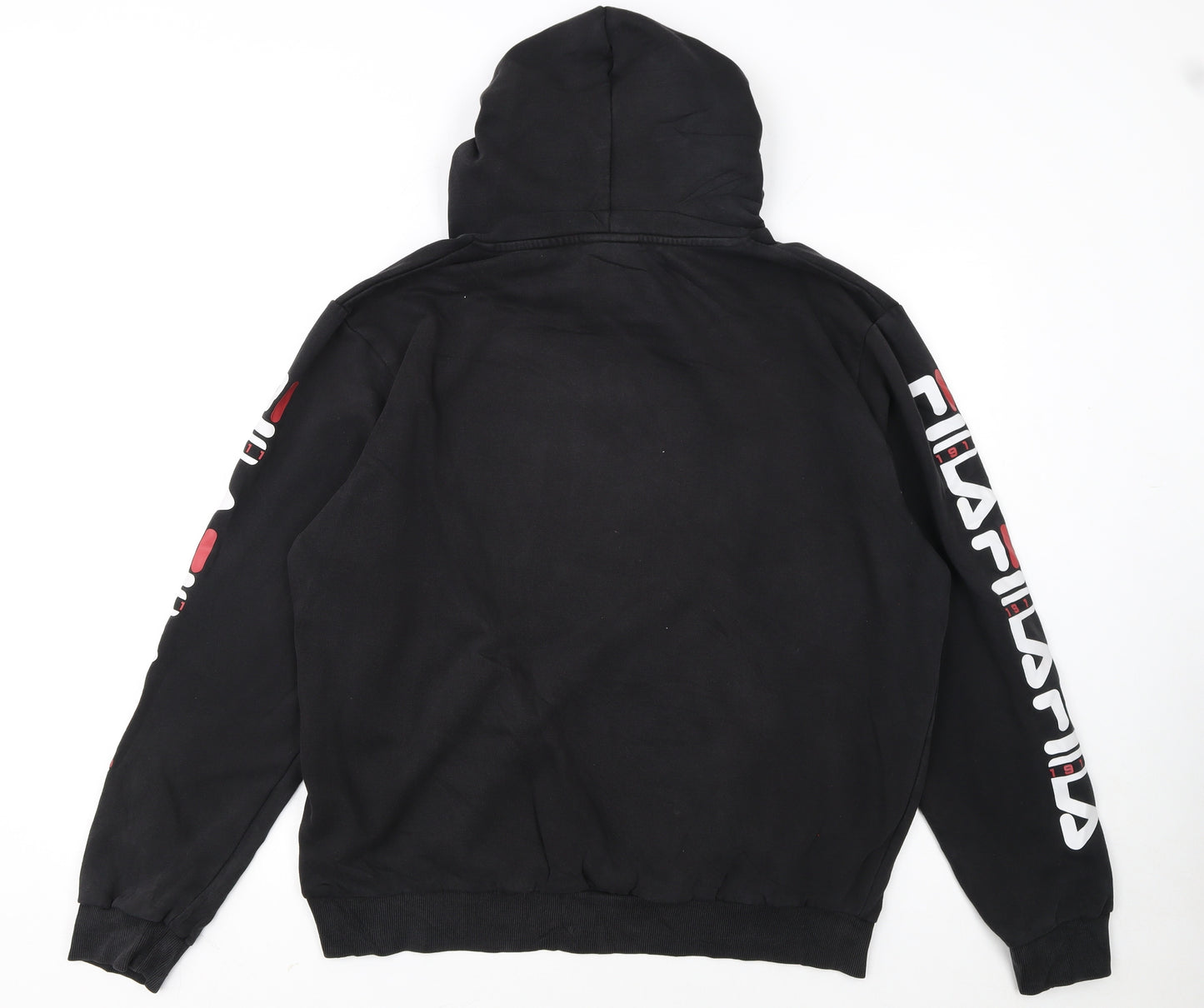 Fila Men's Black Pullover Hoodie L Sports Graphic Logo Sweatshirt