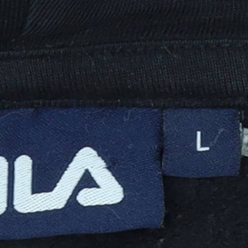 Fila Men's Black Pullover Hoodie L Sports Graphic Logo Sweatshirt