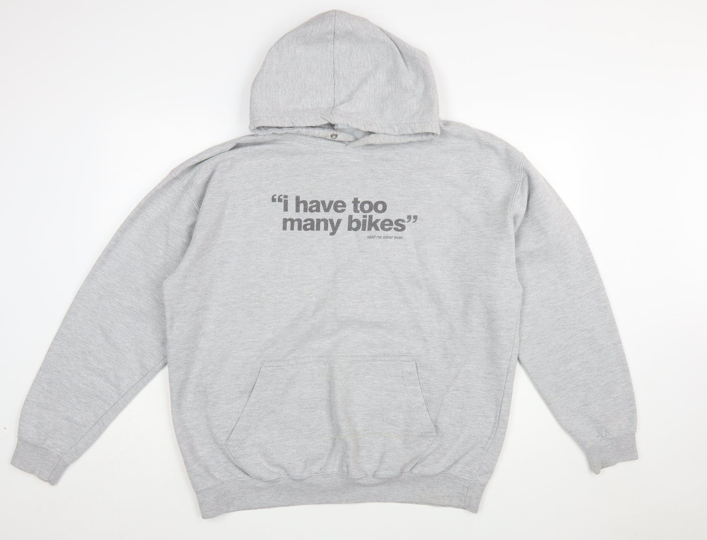AWDis Mens Grey XL Pullover Hoodie Funny Biker Graphic