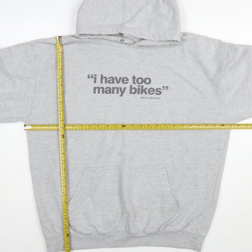 AWDis Mens Grey XL Pullover Hoodie Funny Biker Graphic