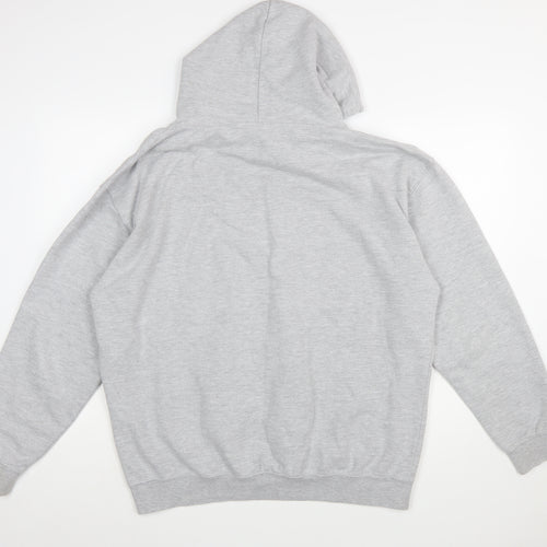 AWDis Mens Grey XL Pullover Hoodie Funny Biker Graphic