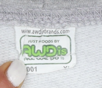 AWDis Mens Grey XL Pullover Hoodie Funny Biker Graphic