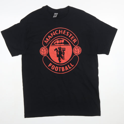 Gildan Men's Black Manchester Football Heavy Cotton T-Shirt Size L