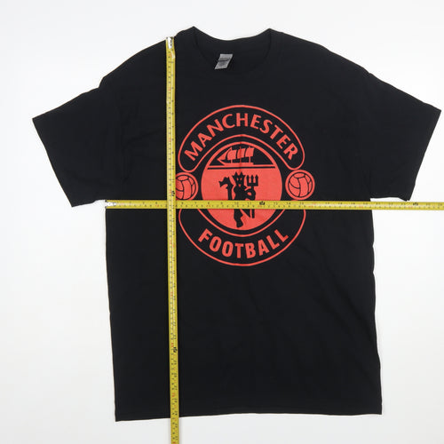 Gildan Men's Black Manchester Football Heavy Cotton T-Shirt Size L