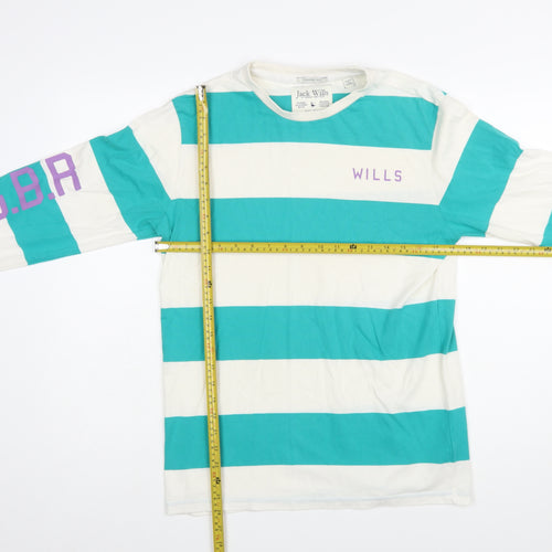 Jack Wills Men's Blue Striped Long Sleeve Cotton T-Shirt S