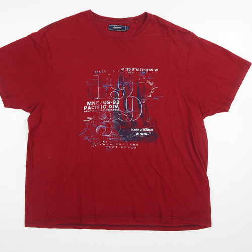 Maine New England Men's Red Graphic Print Cotton T-Shirt L