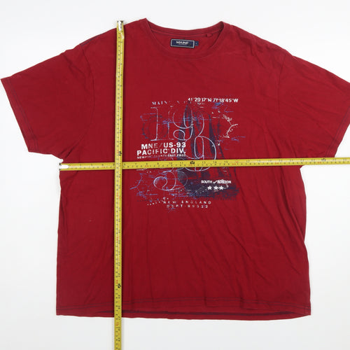 Maine New England Men's Red Graphic Print Cotton T-Shirt L