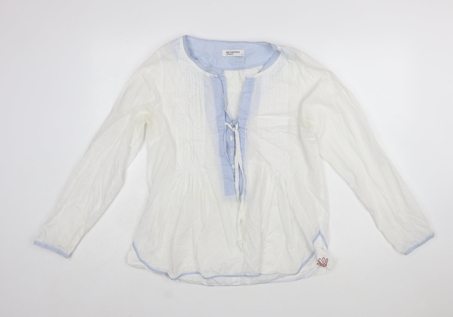Greenhouse Female Women’s White Cotton Tunic Style Long Sleeve Blouse Size 12