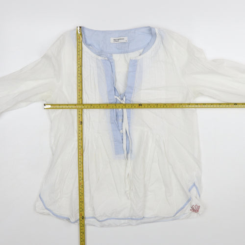 Greenhouse Female Women’s White Cotton Tunic Style Long Sleeve Blouse Size 12
