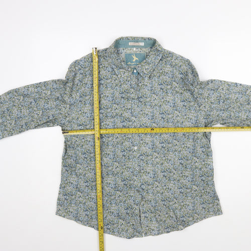 LLOYD'S Women's Blue Floral Cotton 3/4 Sleeve Button-Up Shirt Size 20
