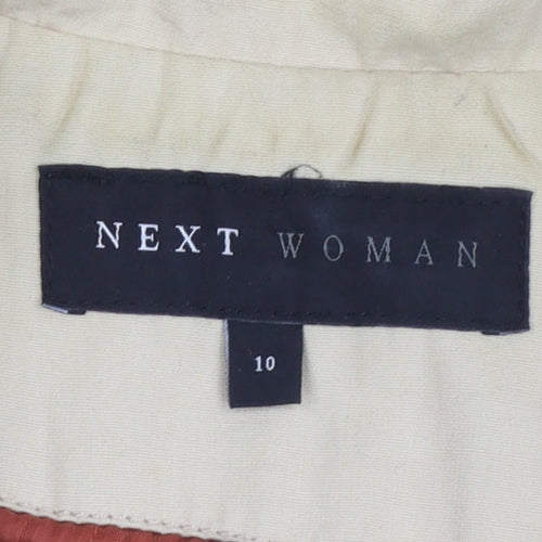 Next Women Beige Cotton Trench Coat Size 10 Buttoned Mid-Length