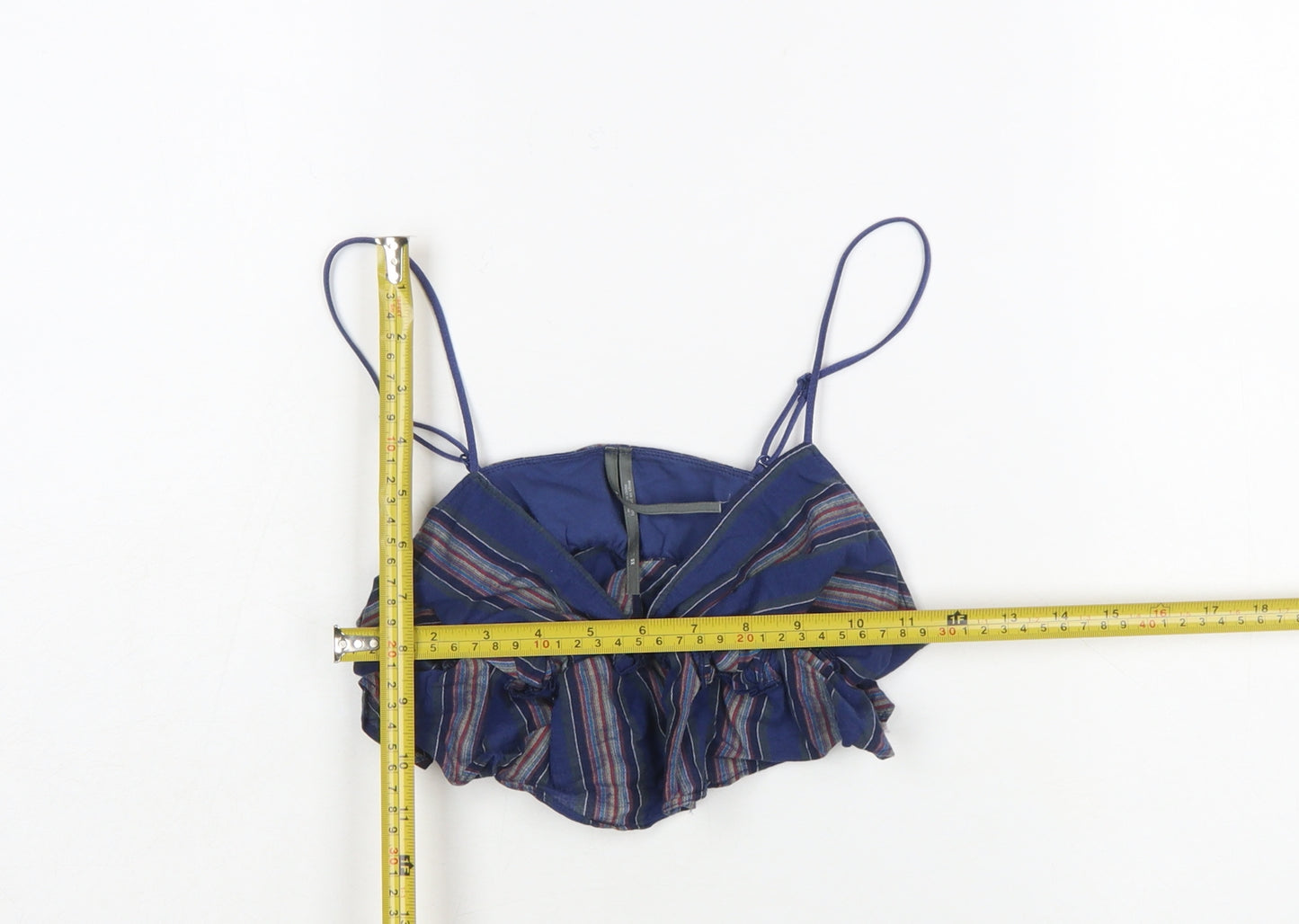 Anthropologie Women’s Blue Striped Ruffle Camisole Top XS