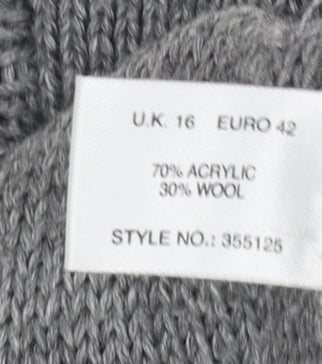 Kaliko Women's Grey Cable-Knit Button Cardigan Size 16