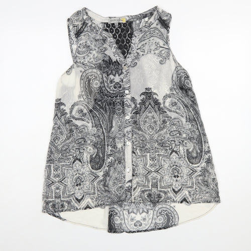 Figueroa & Flower Women’s Black Paisley Sleeveless Tunic Blouse Size L