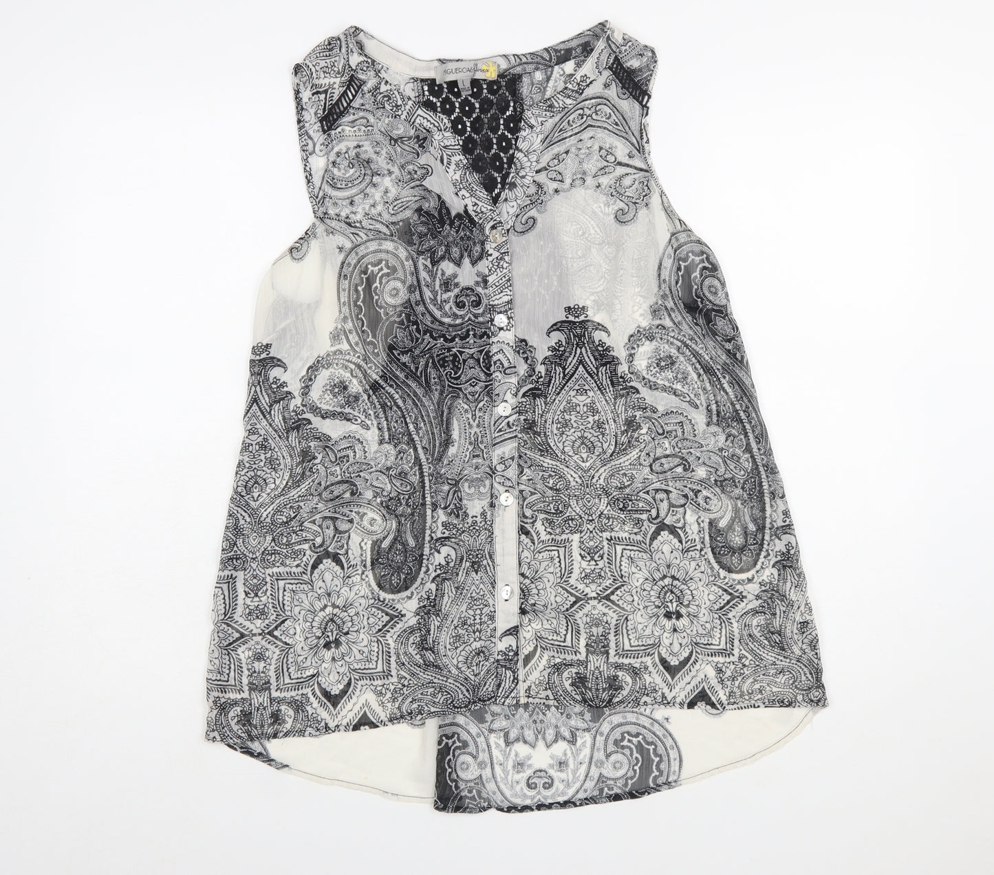 Figueroa & Flower Women’s Black Paisley Sleeveless Tunic Blouse Size L