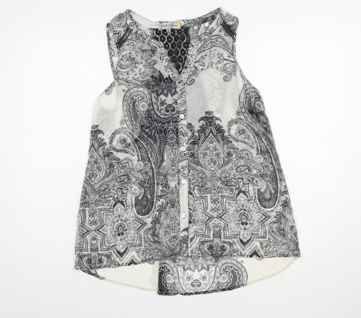 Figueroa & Flower Women’s Black Paisley Sleeveless Tunic Blouse Size L
