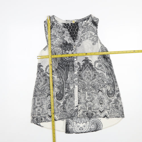Figueroa & Flower Women’s Black Paisley Sleeveless Tunic Blouse Size L