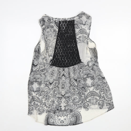 Figueroa & Flower Women’s Black Paisley Sleeveless Tunic Blouse Size L