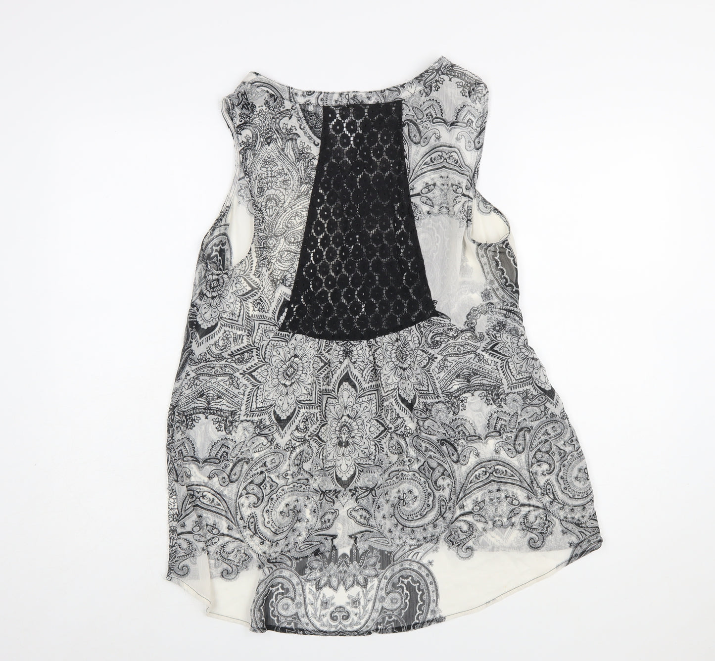 Figueroa & Flower Women’s Black Paisley Sleeveless Tunic Blouse Size L