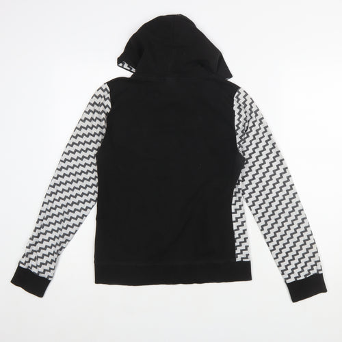Angelle Milan Womens Black Grey Zigzag Full Zip Hoodie Size S