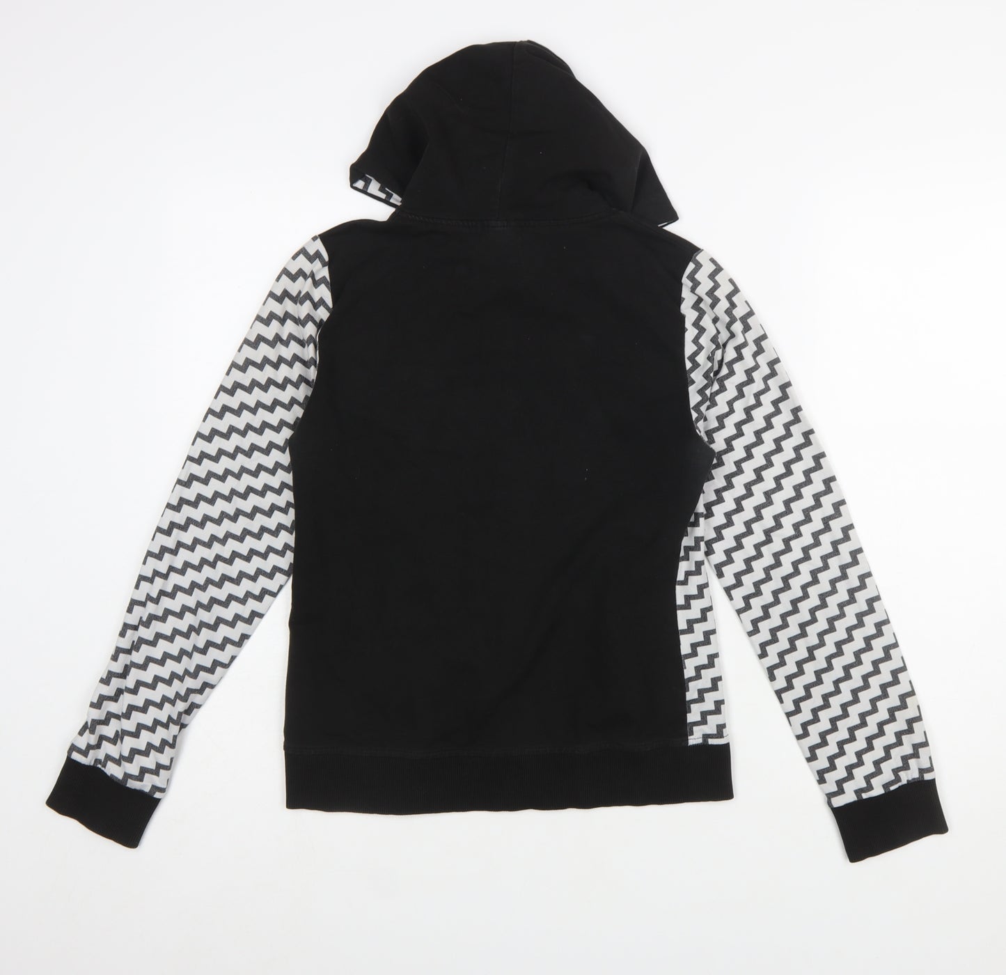 Angelle Milan Womens Black Grey Zigzag Full Zip Hoodie Size S