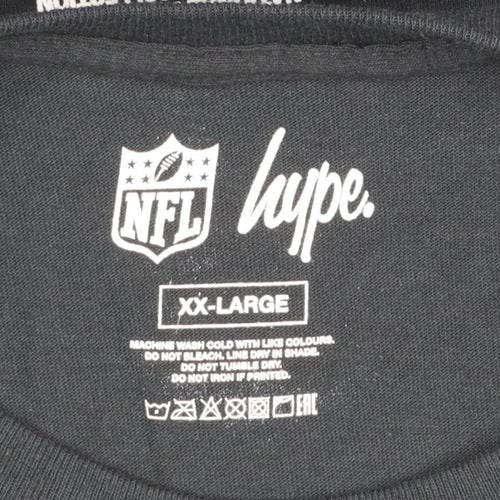 Hype Men’s Black NFL Graphic T-Shirt 2XL Regular Fit Crew Neck