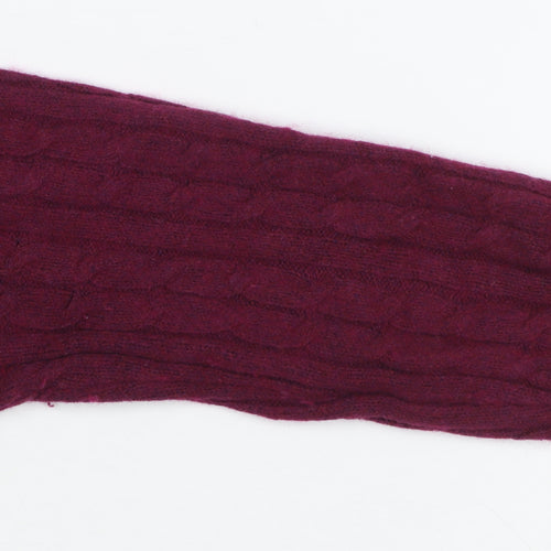 Jack Wills Women's Red V-Neck Cable Knit Jumper Size 4
