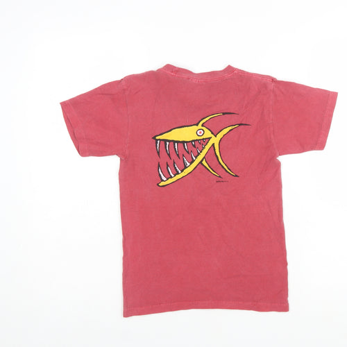 Comfort Colors Women Red Graphic Beach T-Shirt Size S