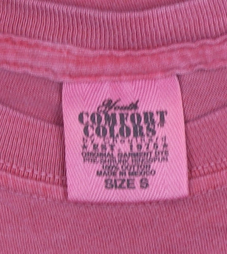 Comfort Colors Women Red Graphic Beach T-Shirt Size S