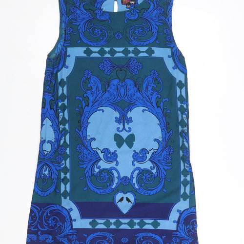 Yumi Women’s Blue Shift Dress Size 12 Sleeveless Geometric Print