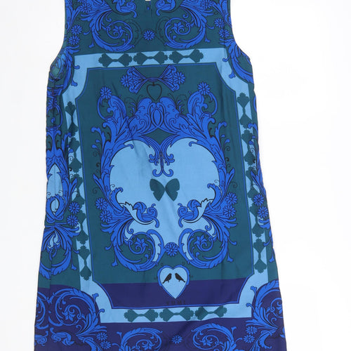 Yumi Women’s Blue Shift Dress Size 12 Sleeveless Geometric Print