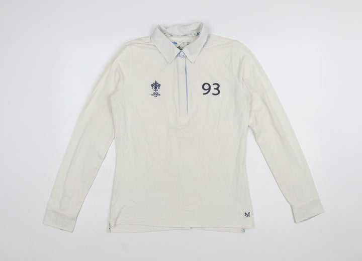 Crew Clothing Co. Women’s Ivory Long Sleeve Polo Shirt Size 10