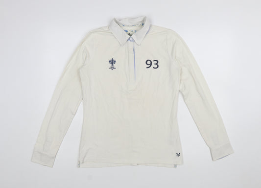 Crew Clothing Co. Women’s Ivory Long Sleeve Polo Shirt Size 10