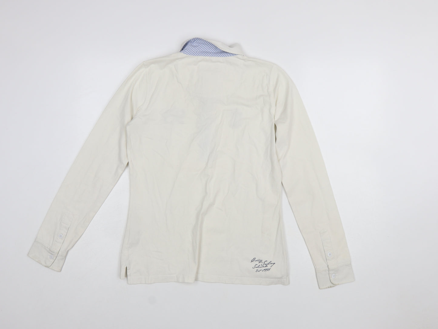 Crew Clothing Co. Women’s Ivory Long Sleeve Polo Shirt Size 10