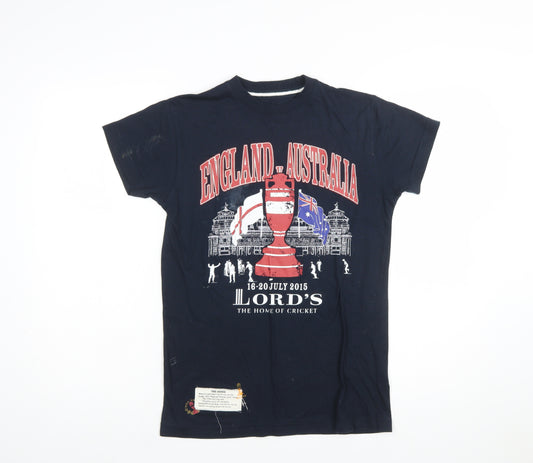 Lord's England vs Australia XXS Navy Cricket T-Shirt Men's Cotton