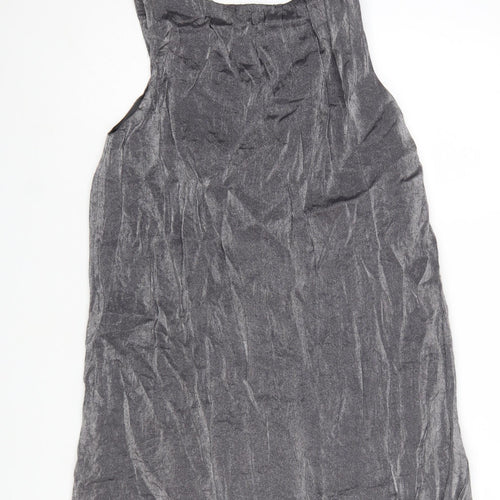 Internationale Women’s Grey Beaded Sleeveless Short Shift Dress Size 10