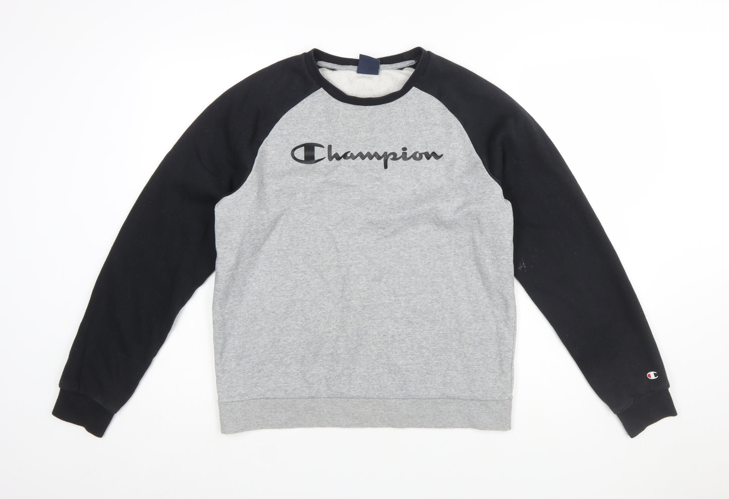 Champion Boys Grey & Black Pullover Sweatshirt 2XL 15-16 Years Logo Print