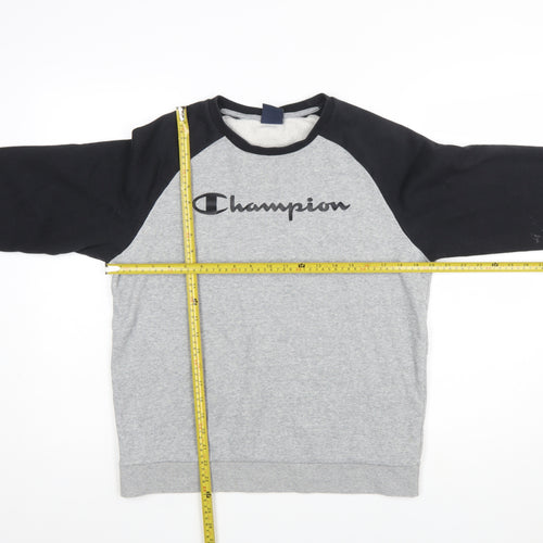 Champion Boys Grey & Black Pullover Sweatshirt 2XL 15-16 Years Logo Print