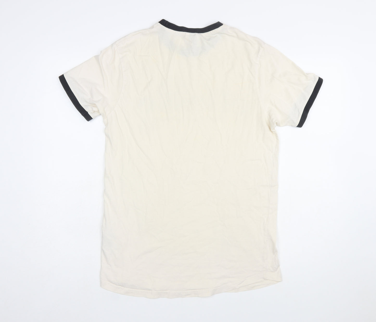 Ellesse Men's Beige Retro Graphic Print Short Sleeve T-Shirt Size S