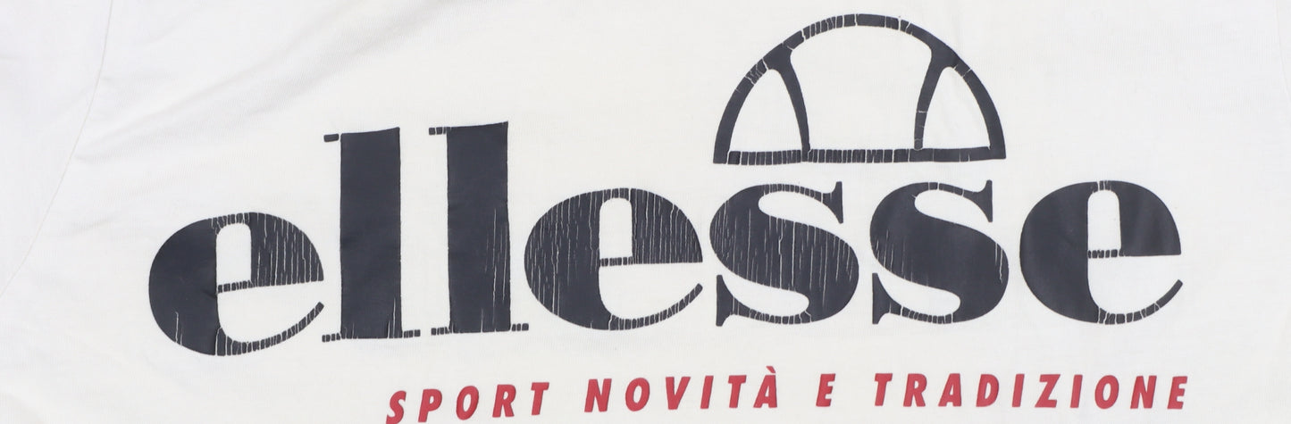 Ellesse Men's Beige Retro Graphic Print Short Sleeve T-Shirt Size S