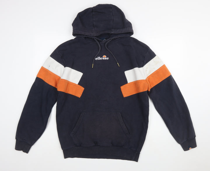 Ellesse Men's Blue Small Pullover Hoodie with Logo and Stripes