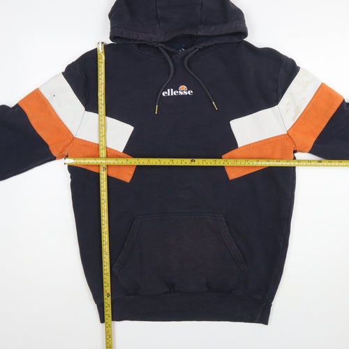 Ellesse Men's Blue Small Pullover Hoodie with Logo and Stripes