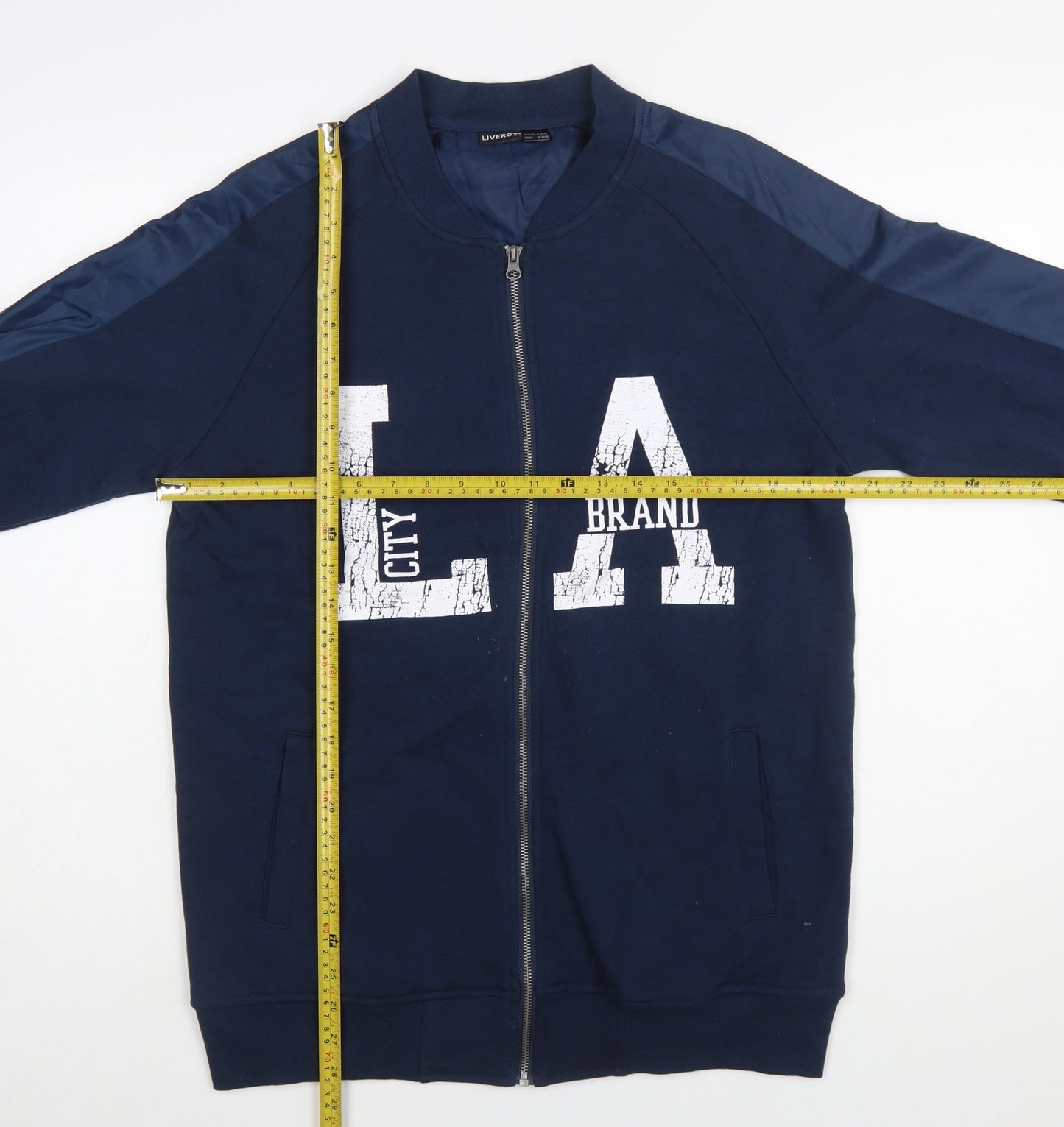 Livergy Men's Blue Full Zip Graphic Sweatshirt Size M