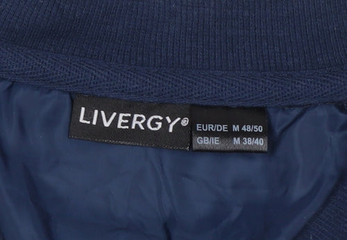 Livergy Men's Blue Full Zip Graphic Sweatshirt Size M