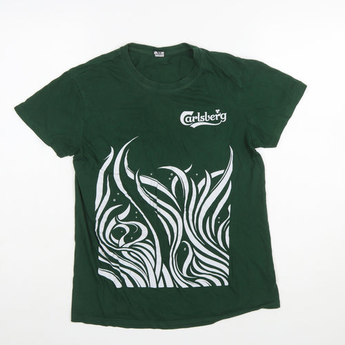 Roly Carlsberg Women's Green Cotton Graphic T-Shirt Size S