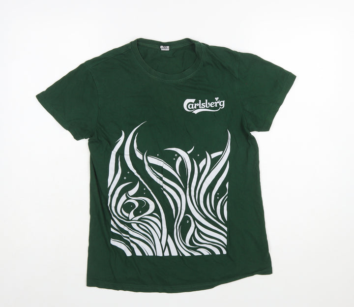 Roly Carlsberg Women's Green Cotton Graphic T-Shirt Size S