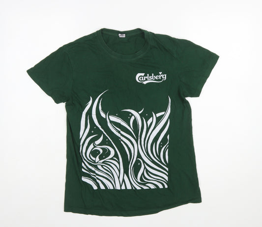 Roly Carlsberg Women's Green Cotton Graphic T-Shirt Size S