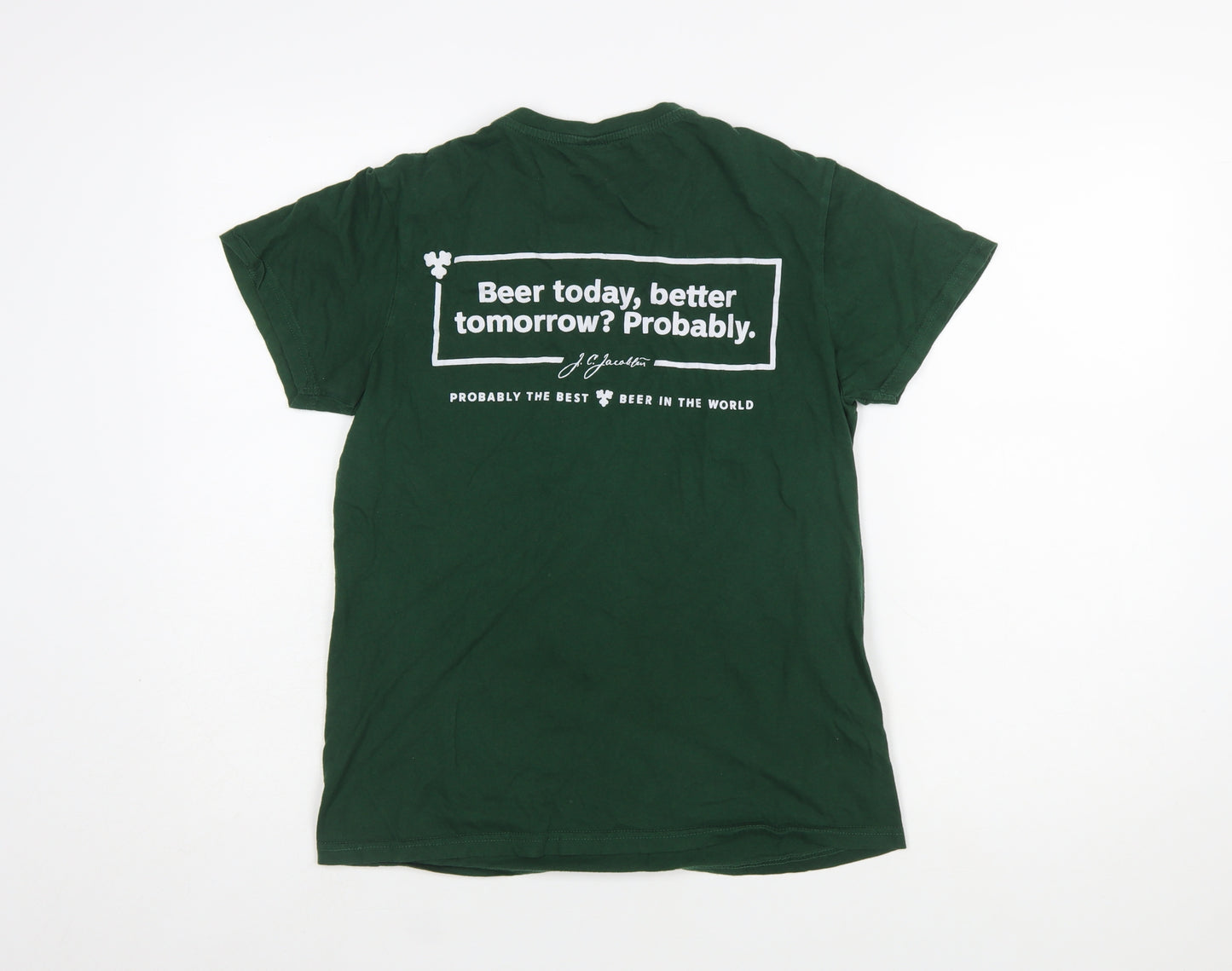 Roly Carlsberg Women's Green Cotton Graphic T-Shirt Size S